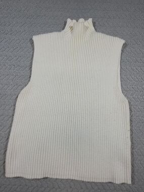 Zara Ribbed Sleeveless Mock Neck Tank - Off-White